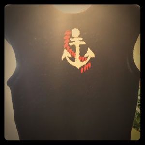 Vintage Crochet Red, White, And Blue Anchor Vest